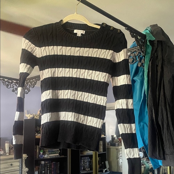 Charter Club Striped Cable Knit Sweater - Picture 1 of 3
